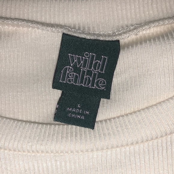 Wild Fable Long Sleeve Pug Crop Top Ivory Large - Picture 9 of 16